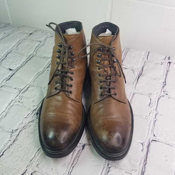 To Boot New York Burkett brown burnished leather lace up boots main image 5